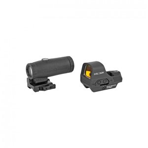 HOLOSUN OPEN REFLEX SIGHT AND MAGNIFIER COMBO - BLACK, 2 MOA RED DOT & 65 MOA RING