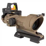 TRIJICON ACOG 4X32mm BAC ECOS FDE Tritium Amber Crosshair, Backup Iron Sights, Quick Release Mount & Automatic LED 3.25 MOA RMR (.223 BDC)