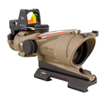 TRIJICON ACOG 4X32mm BAC ECOS FDE Red Crosshair, Backup Iron Sights, Quick Release Mount & Automatic LED 3.25 MOA RMR (.223 BDC)